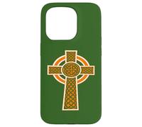 Nudo Decorativo Celta Ornamental de Alta Cruz Naranja Carcasa para iPhone 15 Pro