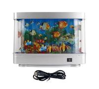 Nudorpn Acuario artificial con lámpara LED, lámpara de noche decorativa para peces tropicales, paisaje marino simulado, control de botón para niños, decoración de mesa