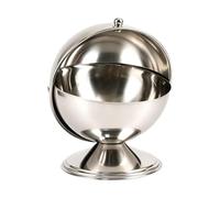 Nudorpn Azucarero con forma de bola de acero inoxidable con tapa plegable | Recipiente de azúcar para dulces, caramelos, cocina, oficina, fiesta, uso diario, cafetería, galletas, encimera, mostrador