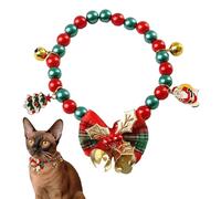 Nudorpn Collar de Navidad para perro, collar para cachorro femenino, con lazo de campanilla y colgantes de árbol de Papá Noel muñeco de nieve, copos de reno, accesorio de fiesta para perro y gato niña