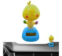Nudorpn Figura solar que se mueve con forma de pollito pequeño, figura solar para salpicadero de coche, figura móvil con energía solar para decoración de interiores, adornos decorativos para coche