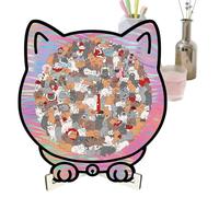 Nudorpn Rompecabezas de madera con diseño de gato, bonita decoración del hogar en forma de gato, para el hogar, rompecabezas de animales de madera para niñas y mujeres, hombres, niños, hijos, hijas