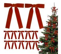 Nœuds En Velours Pour Noël - 12-Pieces Nœuds En Velours Bordeaux | Noël Noeud Suspendus De Vacances | Nœud De Ruban Rouge Pour Sapin De | Articles De Fête Pour Guirlande, Décoration De Porte D'