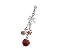 NUEAYMS Accesorio para teléfono con cuentas con tema de fruta hecho a mano, llavero elegante para regalos, decoración para teléfono móvil, accesorio de pera y fruta