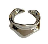 NUEAYMS Anillos ondulados minimalistas en tono dorado, superficies lisas, joyería de aleación de tamaño ajustable para un atuendo diario, anillos de onda minimalistas a juego, como se describe