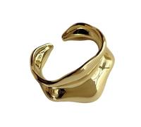 NUEAYMS Anillos ondulados minimalistas en tono dorado, superficies lisas, joyería de aleación de tamaño ajustable para un atuendo diario, anillos de onda minimalistas a juego, como se describe