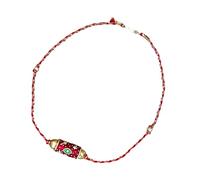 NUEAYMS Cadena de hilo de con esfera de revestimiento multicolor, joyería cultural antigua alentada, regalo para formato diario, dije con revestimiento Vintage
