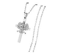 NUEAYMS Collar con colgante de cruces de Accipiter polaco, cadena de acero inoxidable resistente para uso diario, collar de cadena con cruces unisex