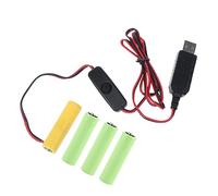 NUEAYMS Convertidor de corriente USB AA batería sustituye a 4 unidades 1 5 V AA pilas para mando a distancia LED luz electrónica juguete USB cable de alimentación extensión