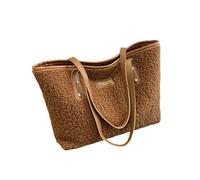 [NUEAYMS] El elegante y espacioso bolso de hombro de felpa está diseñado para la mujer moderna que necesita llevar más estilos, Marrón claro dos