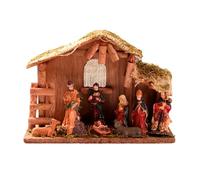 NUEAYMS Figuras del belén de Navidad, escena estable de resina, decoración de colección de la Sagrada Familia, esculturas escenas adornos figuras de mesa