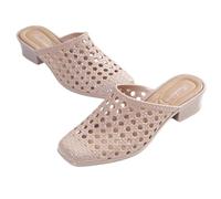 NUEAYMS Jelly Slide Sandalias con Bloque, Tacón Grueso, Pantuflas de Malla Zapatos de Punta Cerrada Zapatos de Mujer Zapatos de Playa Zapatos de Aire Libre Antideslizante Sandalias, albaricoque, K