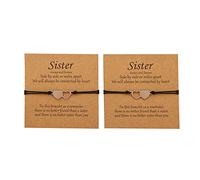 NUEAYMS Juego de 2 tarjetas para hermanas europeas y creativas de acero inoxidable con forma de corazón, organizador de joyas para buenos amigos