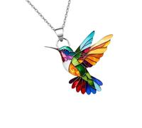 NUEAYMS Pendientes de colibrí, joyería elegante, collar elegante para uso diario, joyería de textura acrílica, regalo para creadores de tendencias, collar colorido de colibrí, talla única, como se