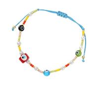 NUEAYMS Pulseras retro con cuentas de ojos malvados Pulseras ajustables Regalo único para amigos y familiares Conjunto de dijes hechos a mano Accesorios de retro para uso diario