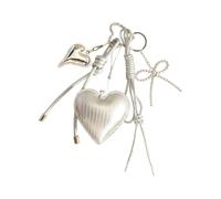 NUEAYMS Versatile Heart-Shaped Bag Charm Featuring Braided Ribbon & Dual-Use Keyring For Everyday Upgrade Heart Bows Bag Charm