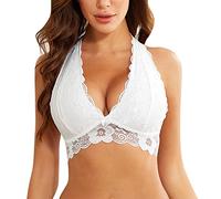 Nueces Son Remix Encaje De Encaje Sexy Moda Fruncida Sujetador Belleza Espalda Grandes Pechos Mostrando Pequeña Absorción Del Sudor Ropa Interior Vuelo Mujer Fitness Top, Blanco, L