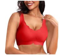 Nueces Son Remix Sujetadores sin costuras para mujer, sin aros, sujetadores ondulados, suaves, sin aros, comodidad sin aros, cobertura completa, sujetador diario, camiseta para mujer, rojo, XXL