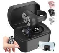 Nueihbring Fingertip Wireless Bluetooth Remote Control, Scrolling Rings Rechargeable Camera Remote, Easy Page Turner Video Scroller Volume Controller for Phone Tablet Photography Presentation (Black)