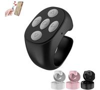 Nueihbring Fingertip Wireless Bluetooth Remote Control, Video Scrolling Ring Remote with Charging Case for iPhone/Android, Page Turner, 10m Control Range, for Phones Tablets (Black)