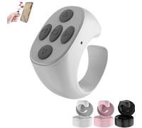 Nueihbring Fingertip Wireless Bluetooth Remote Control, Video Scrolling Ring Remote with Charging Case for iPhone/Android, Page Turner, 10m Control Range, for Phones Tablets (White)