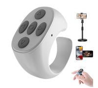 Nueihbring Fingertip Wireless Bluetooth Remote Control, Video Scrolling Ring Shorts Video Shutter, for Flip Pages of Novels and Comics to Watch TV Series and Pause Playback (White)