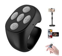Nueihbring Fingertip Wireless Bluetooth Remote Control, Video Scrolling Ring Shorts Video Shutter, for Flip Pages of Novels and Comics to Watch TV Series and Pause Playback (Black)