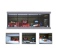 NUEIOVRW 1:43 Diorama modelo de garaje para coche con iluminación LED, realista escaparate para coleccionistas, modelo Hot Wheels - Regalo premium (tamaño: 30 cm x 17 cm x 11 cm)