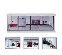 NUEIOVRW Modelo de garaje Diorama 1:43 con lichit, modelo de coche para coleccionistas, escena de aparcamiento realista con puerta de polvo de acrílico, para modelos de coche Hot Wheels, caja de