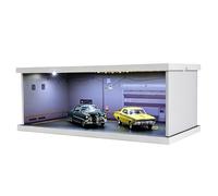 NUEIOVRW Vitrina de diorama de 1/43 con iluminación regulable tricolor, se adapta al modelo de coches Hot Wheel Matchbox Mini GT Diecast, 1:43, almacenamiento de exhibición de escena de