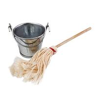 Nuelreva Miniature Dollhouse Mop Bucket 1/12 Dollhouse Mini Mop Bucket Set Accessory