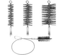 Nuenen 4 Pieza Set Cepillos para Tubo de Estufa de 30 mm 50 mm 80 mm con Varilla de Empuje Flexible Deshollinador de Limpieza de Chimenea de Alambre Erizo Deshollinador para Limpiar Calderas Hogar