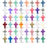 Nuenen 50 piedras de cristal de cruz de Pascua a granel de 1 pulgada de cristal natural para pared, piedras de preocupación en forma de cruz, regalo de cuarzo, decoración de Halloween y Pascua (0.71 x