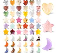 Nuenen 54 piedras de preocupación a granel, corazón, luna, estrella, piedras de cristal natural, piedras preciosas de cristal surtidas, piedras de cristal de cuarzo para el día de la madre,