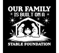 Nuestra familia está construida sobre una base estable Citas bíblicas cristianas Calcomanías de tallado fino 67.2x75.5cm Vinilos para ventanas Blanco