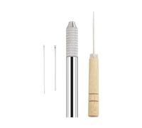 Nuestra herramienta de implantación de cabello favorita, aguja de metal, mango de madera, enraizamiento del cabello con operaciones estables para trabajos de artesanía fina, restauración de muñecas
