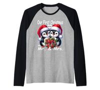 Nuestra Primera Navidad como mr and Mrs 2025 Pijamas (pingüinos) Camiseta Manga Raglan
