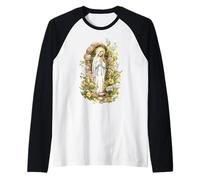 Nuestra Señora de Lourdes Inmaculada Santísima Madre María Católica Camiseta Manga Raglan