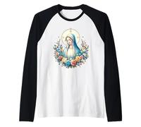 Nuestra Señora de Lourdes Poderoso Símbolo Santa María Madre María Camiseta Manga Raglan