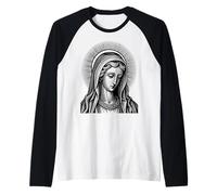 Nuestra Señora de Lourdes Santa María Símbolo Tradicional Madre Camiseta Manga Raglan