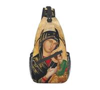Nuestra Señora del Perpetuo Socorro Mochila de Bandolera para Hombres Católica Romana Virgen María Hombro Bolsas de Pecho para Acampar y Andar en Bicicleta