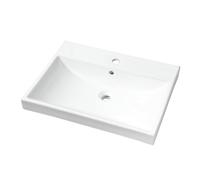 NUESTRA VIDA Lavabo Sobre Encimera, Lavabo de Porcelana para Baño Rectangular 61 × 46 × 16,5 cm, Blanco Brillo (Sin Mueble de Baño)