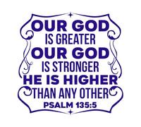 nuestro dios es más grande Calcomanías de tallado fino 42x42.5cm Decoración de tiendas Azul oscuro