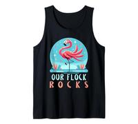 Nuestro Flock Rocks es un pájaro Rosado y Amante de los flamencos Camiseta sin Mangas