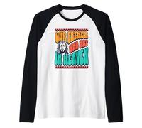 Nuestro Padre Que Arte En El Cielo Diversión Dios Retro Font Jesus Love Camiseta Manga Raglan