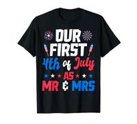 Nuestro primer 4 de julio como Sr. Sra. Pareja Patriótica Americana Camiseta