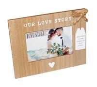 Nuestro Romance Marco De Fotos De Madera 6x4 Con Corazón Y Placa De Suspensión