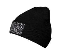 Nuestros sombreros de punto con estampado de huellas de perro no solo son cálidos, sino también modernos (6 colores), color negro