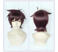 Nueva Amine Sarazanmai Cosplay Kazuki Yasaka Peluca Marrón Púrpura Corto Pelo sintético Halloween Cosplay Disfraz Pelucas + Peluca Cap