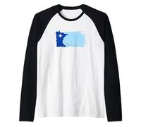 Nueva Bandera de la Forma del Estado de Minnesota Vintage Grunge destrozada Camiseta Manga Raglan